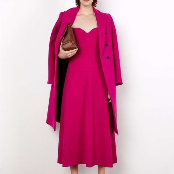 ZARA PINK BUSTIER MIDI DRESS - Picture 5 of 11